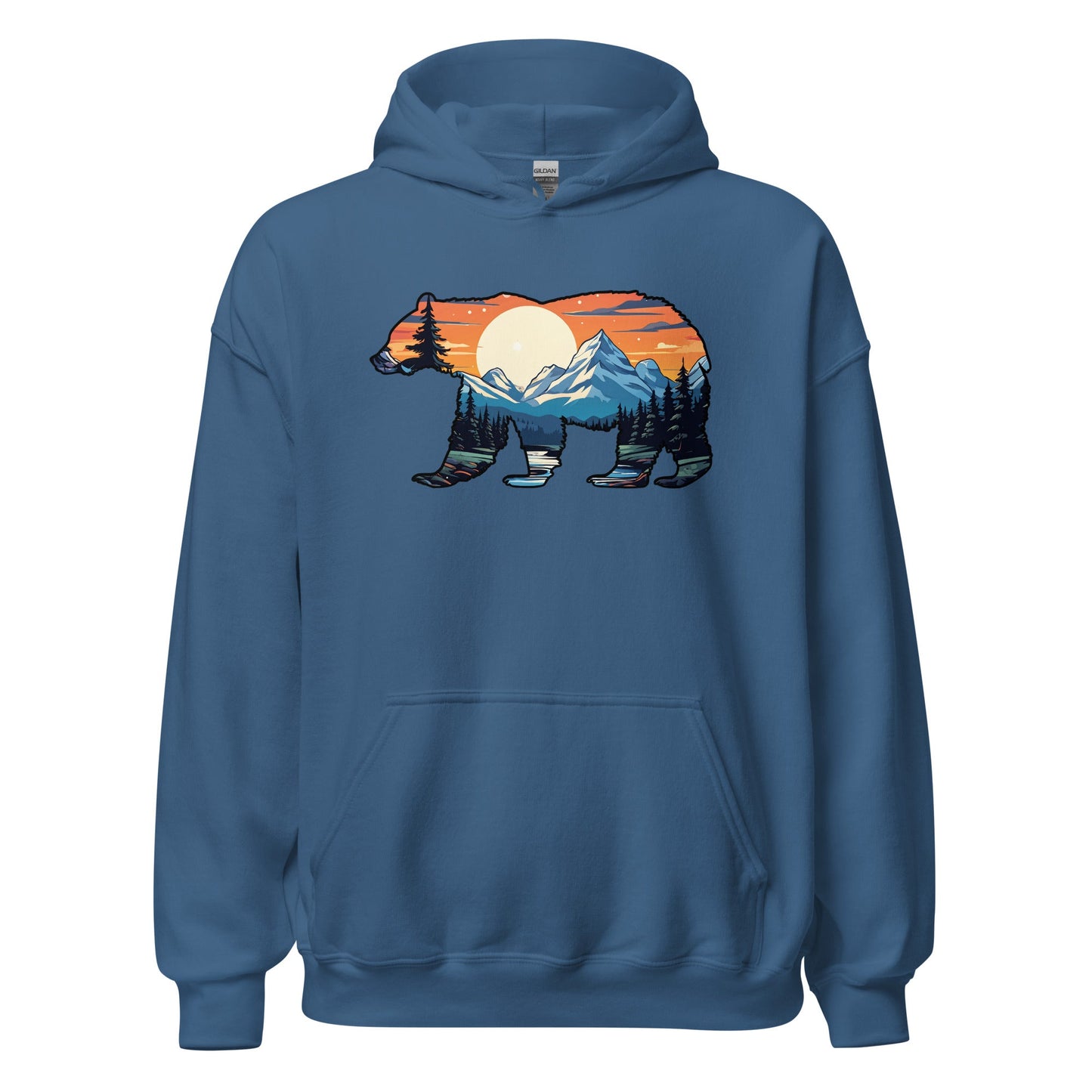 Sunset Over Mountains Bear Men's (Unisex) Hoodie - Hoodies - Discovery Co.