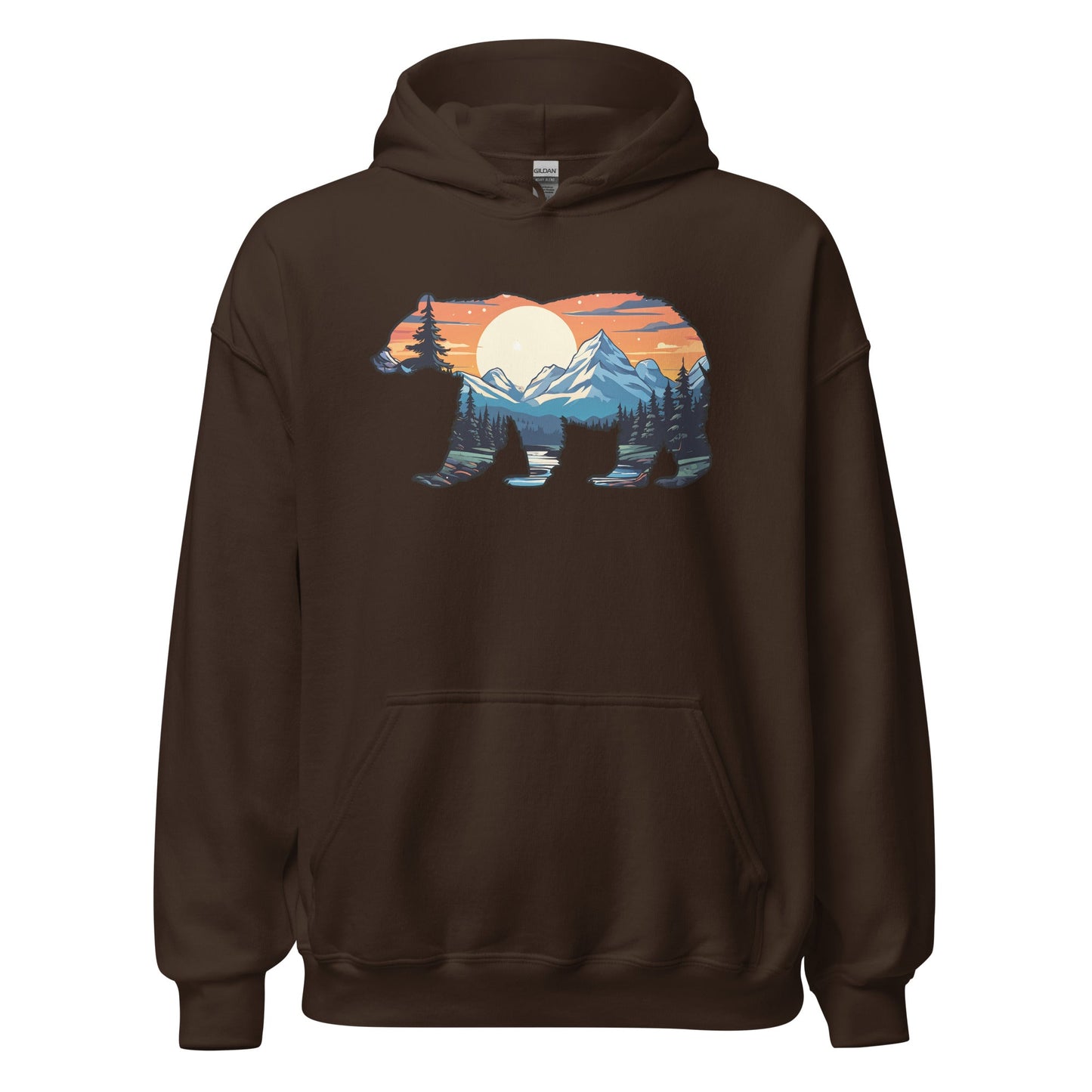 Sunset Over Mountains Bear Men's (Unisex) Hoodie - Hoodies - Discovery Co.