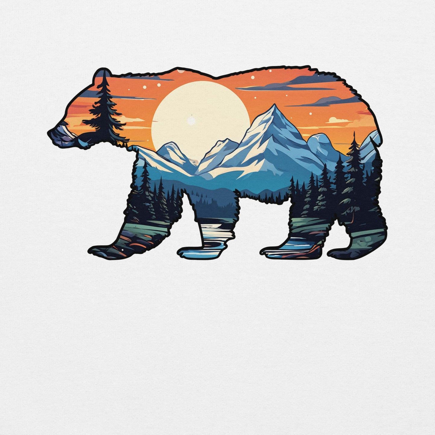 Sunset Over Mountains Bear Men's (Unisex) Hoodie - Hoodies - Discovery Co.