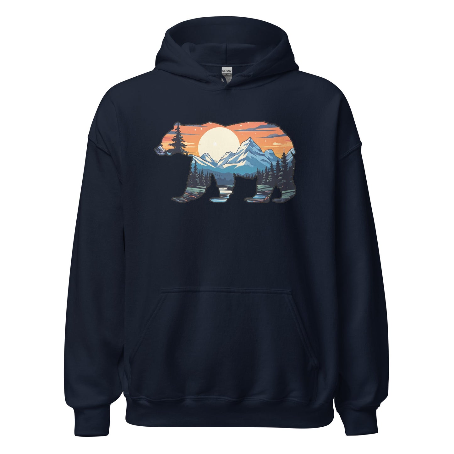 Sunset Over Mountains Bear Men's (Unisex) Hoodie - Hoodies - Discovery Co.