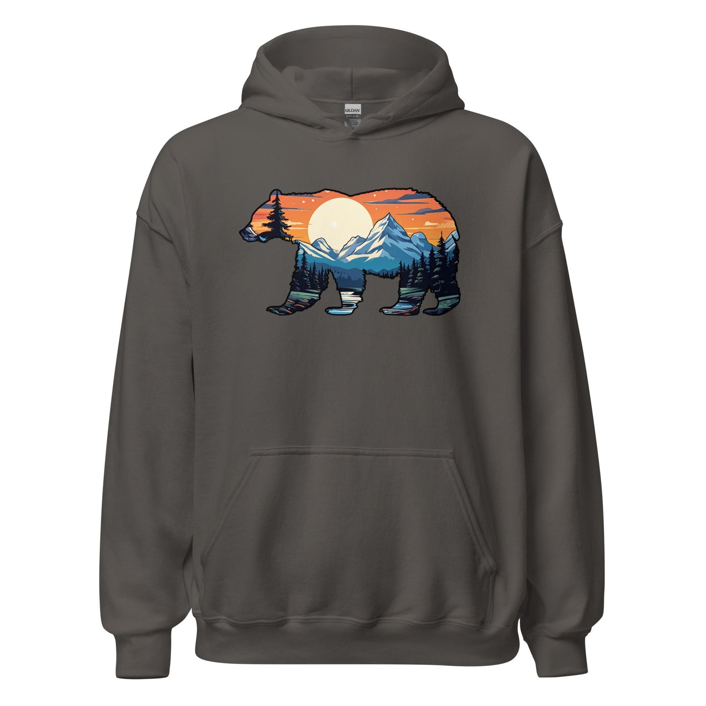 Sunset Over Mountains Bear Men's (Unisex) Hoodie - Hoodies - Discovery Co.