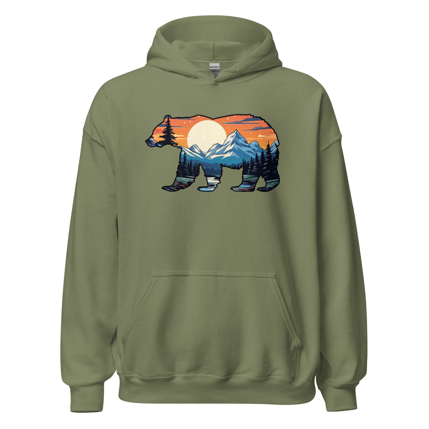 Sunset Over Mountains Bear Men's (Unisex) Hoodie - Hoodies - Discovery Co.