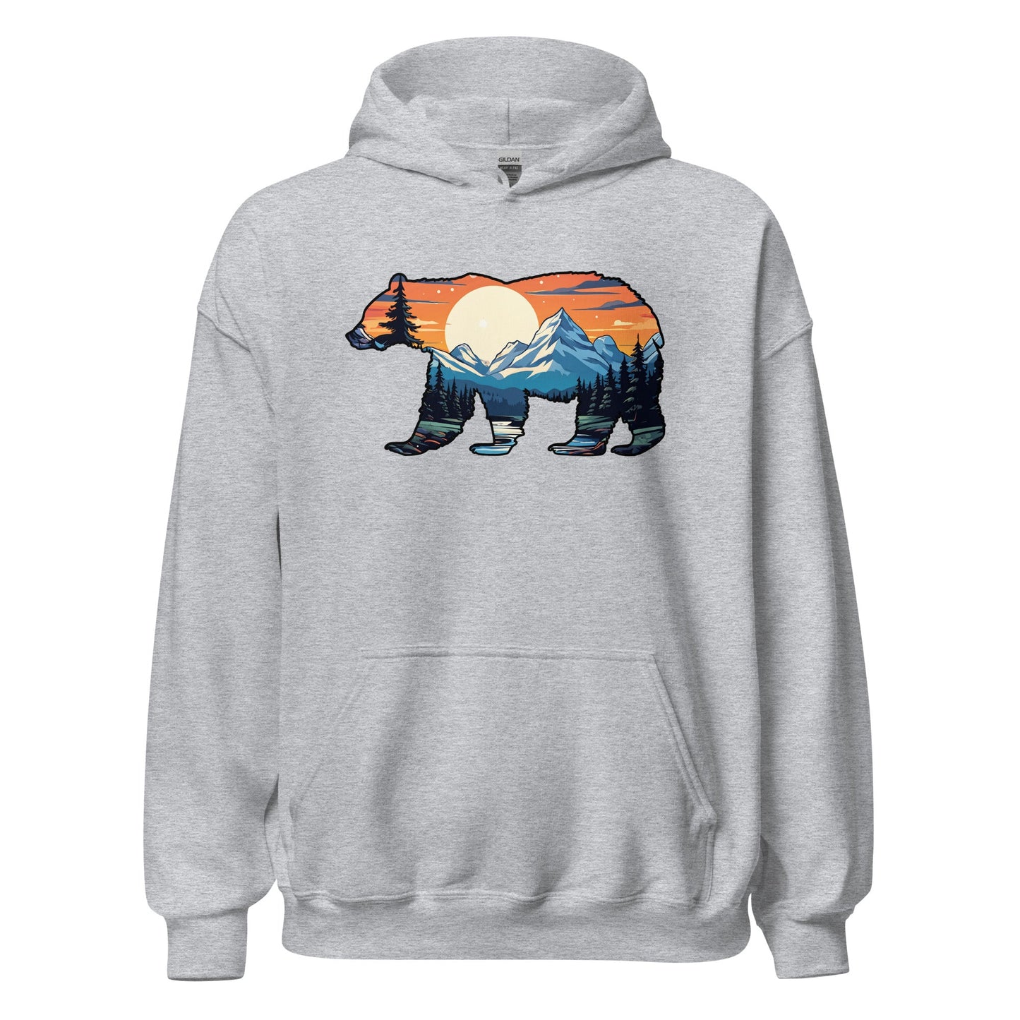 Sunset Over Mountains Bear Men's (Unisex) Hoodie - Hoodies - Discovery Co.