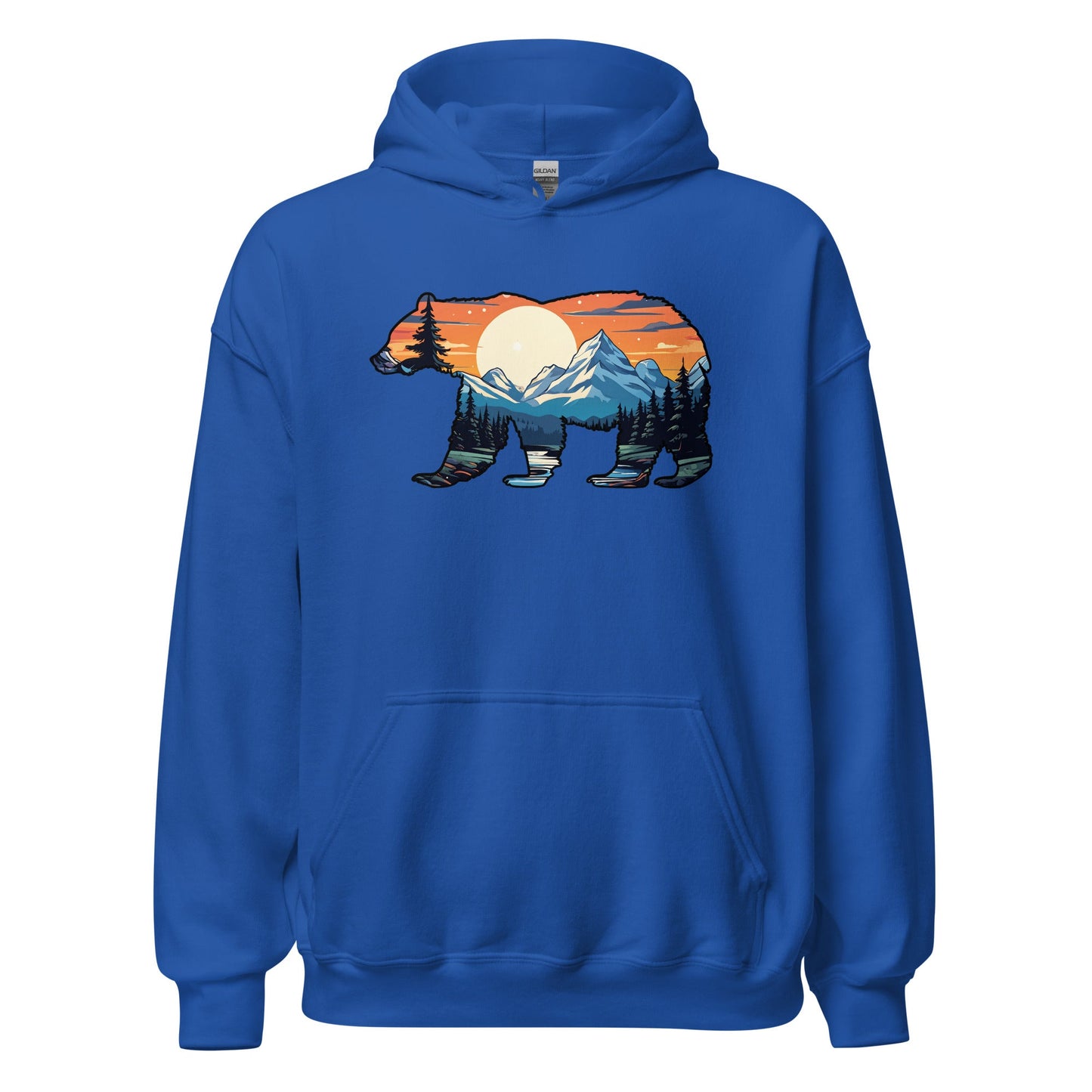 Sunset Over Mountains Bear Men's (Unisex) Hoodie - Hoodies - Discovery Co.