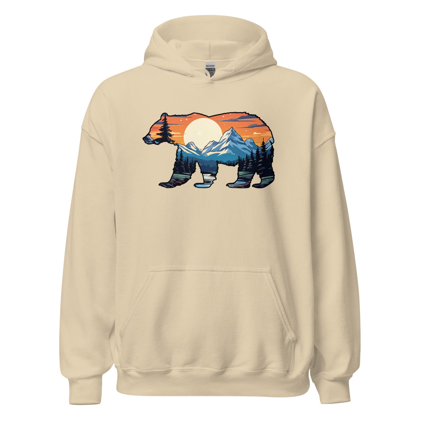 Sunset Over Mountains Bear Men's (Unisex) Hoodie - Hoodies - Discovery Co.
