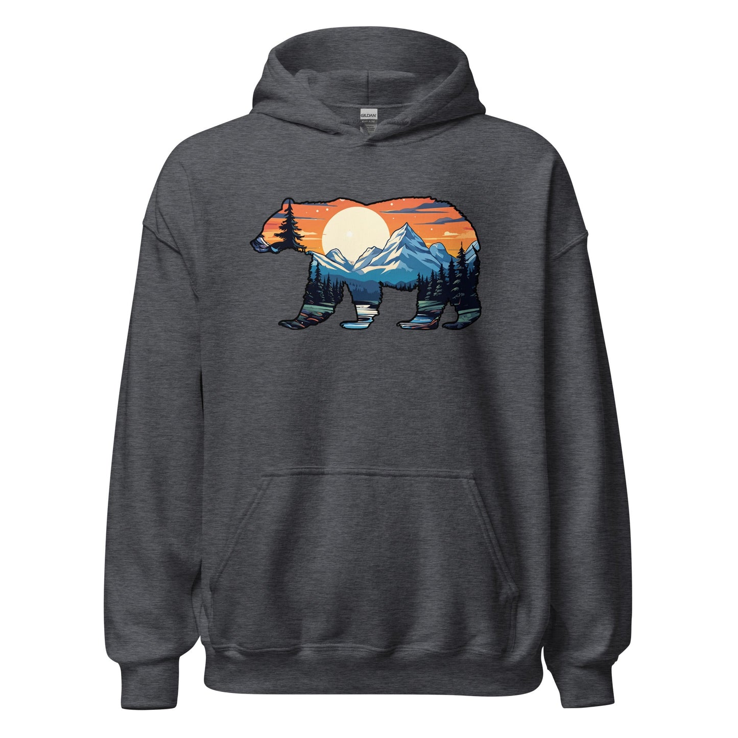 Sunset Over Mountains Bear Men's (Unisex) Hoodie - Hoodies - Discovery Co.