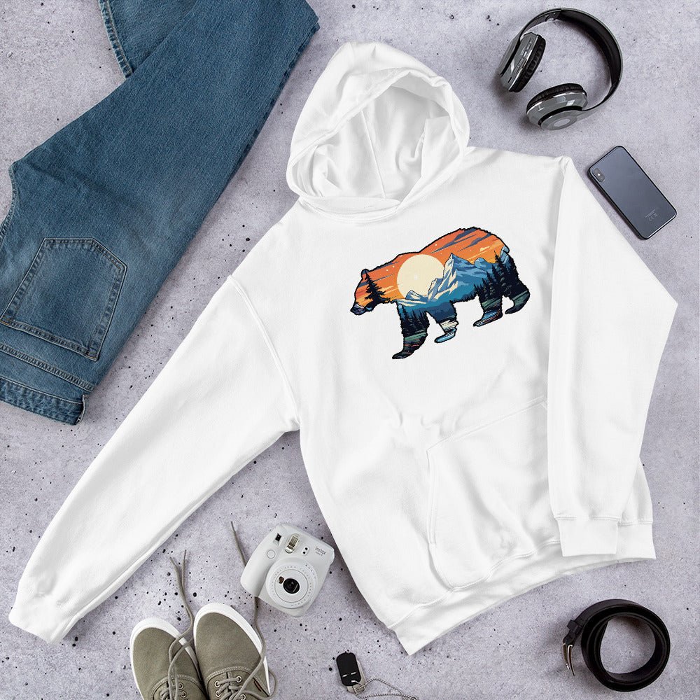 Sunset Over Mountains Bear Men's (Unisex) Hoodie - Hoodies - Discovery Co.