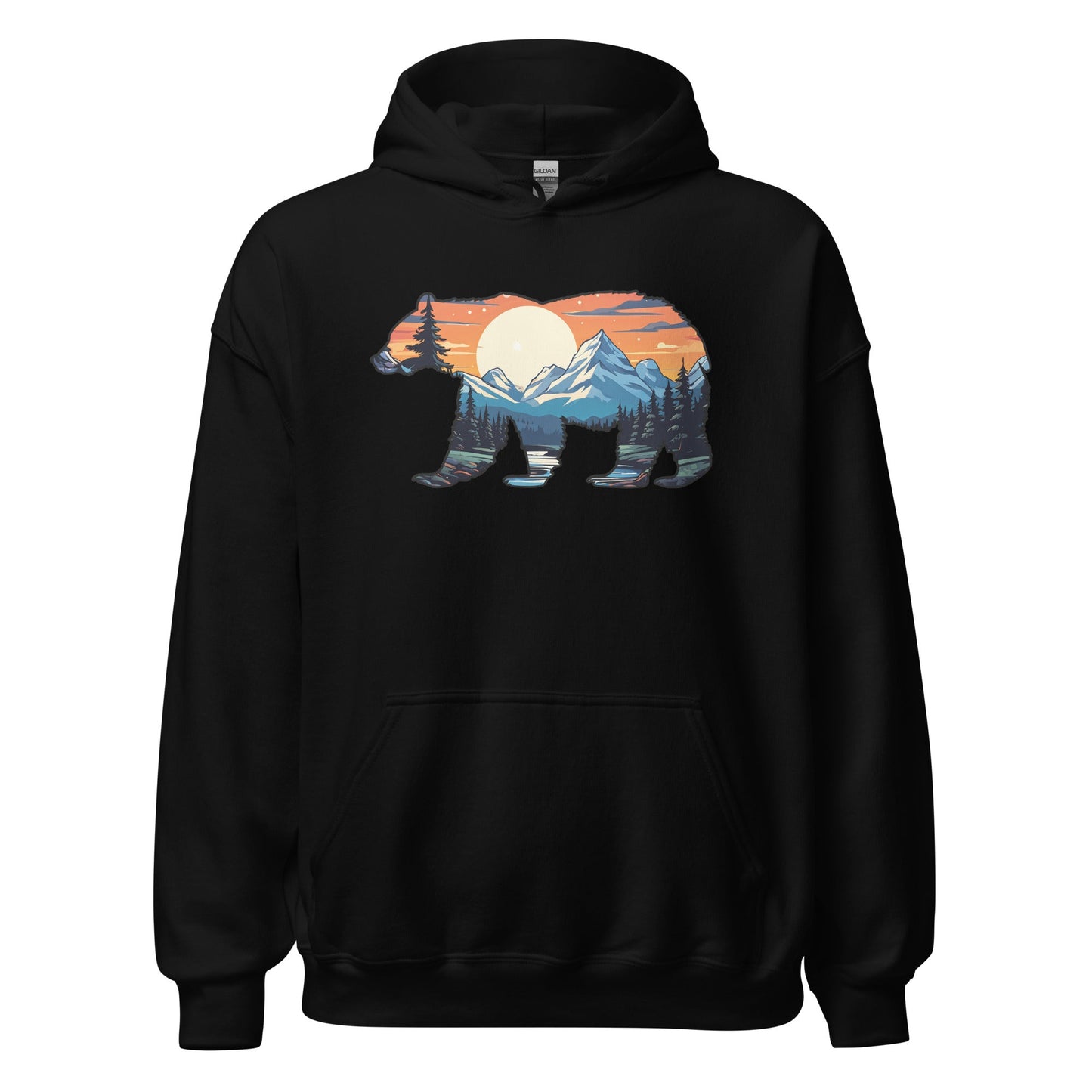 Sunset Over Mountains Bear Men's (Unisex) Hoodie - Hoodies - Discovery Co.