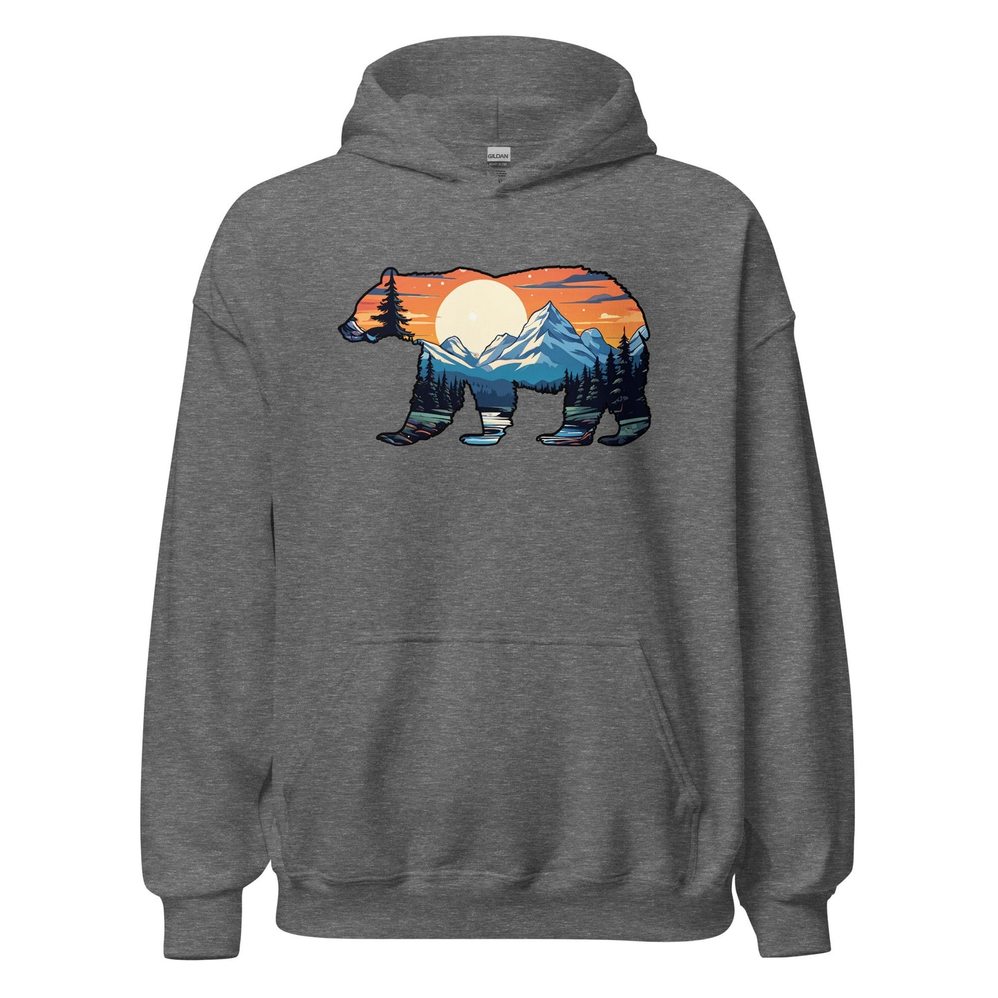 Sunset Over Mountains Bear Men's (Unisex) Hoodie - Hoodies - Discovery Co.