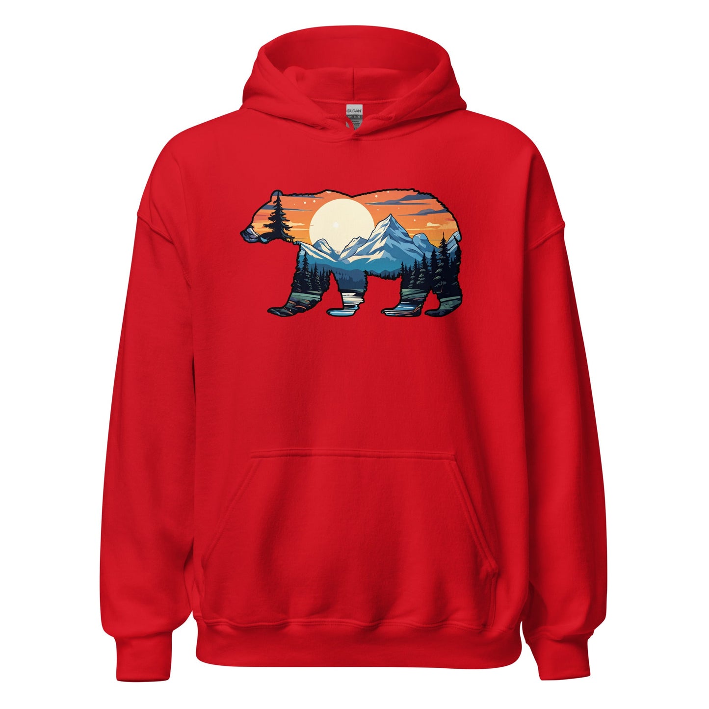 Sunset Over Mountains Bear Men's (Unisex) Hoodie - Hoodies - Discovery Co.