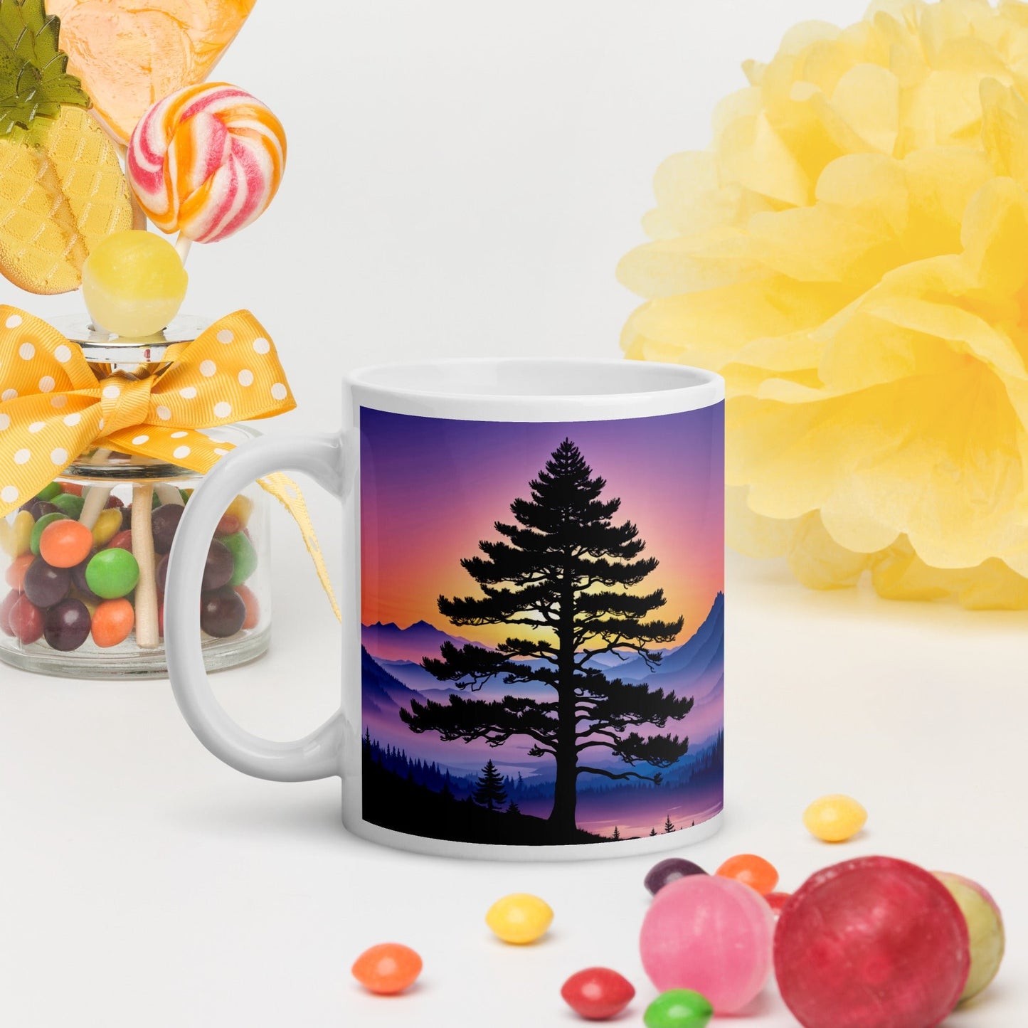 Sunset Tree White Glossy Mug (11 oz, 15 oz, 20 oz) - Mugs - Discovery Co.