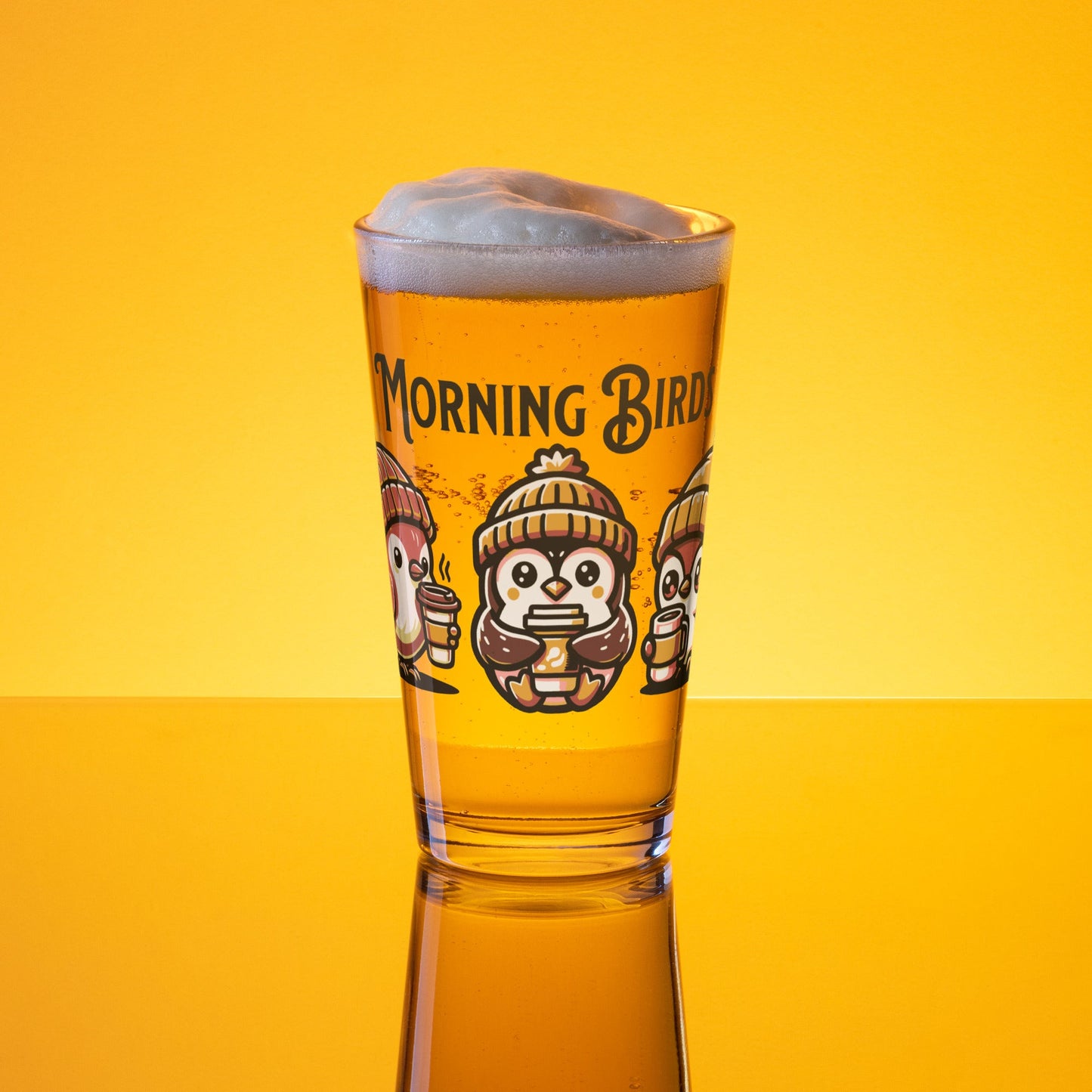 Tan Morning Birds Pint Glass - Beer Glass - Discovery Co.