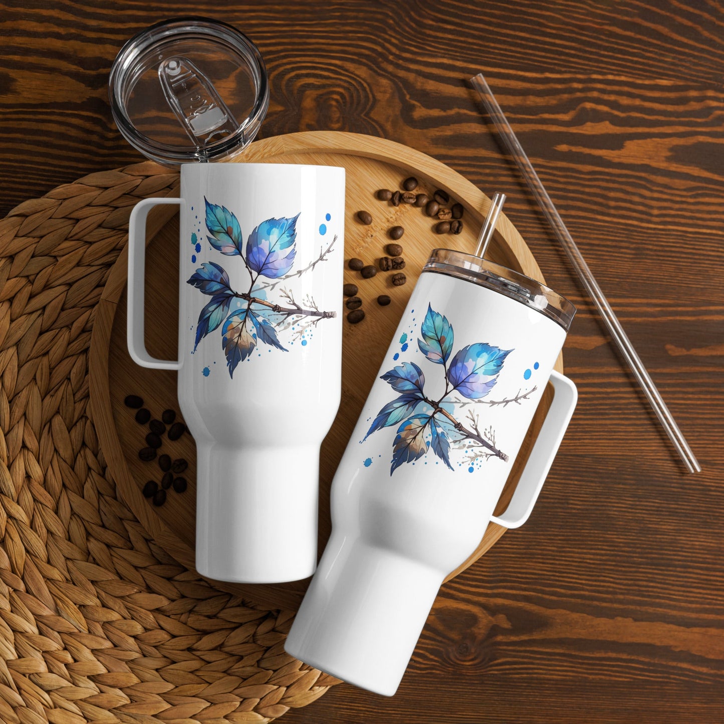 Tree Branch Watercolor Art Travel Mug With Handle (25 oz and 40 oz) - Travel Mug - Discovery Co.