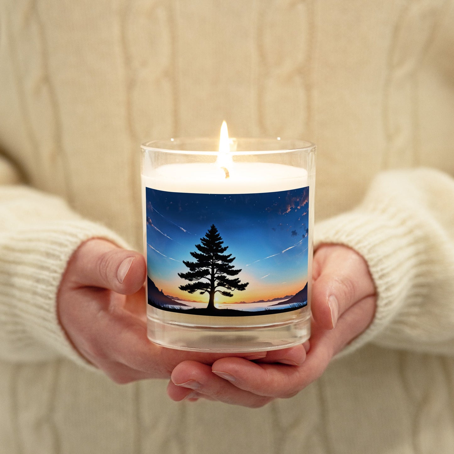 Tree In Night Sky II Glass Jar Soy Wax Candle - Candles - Discovery Co.