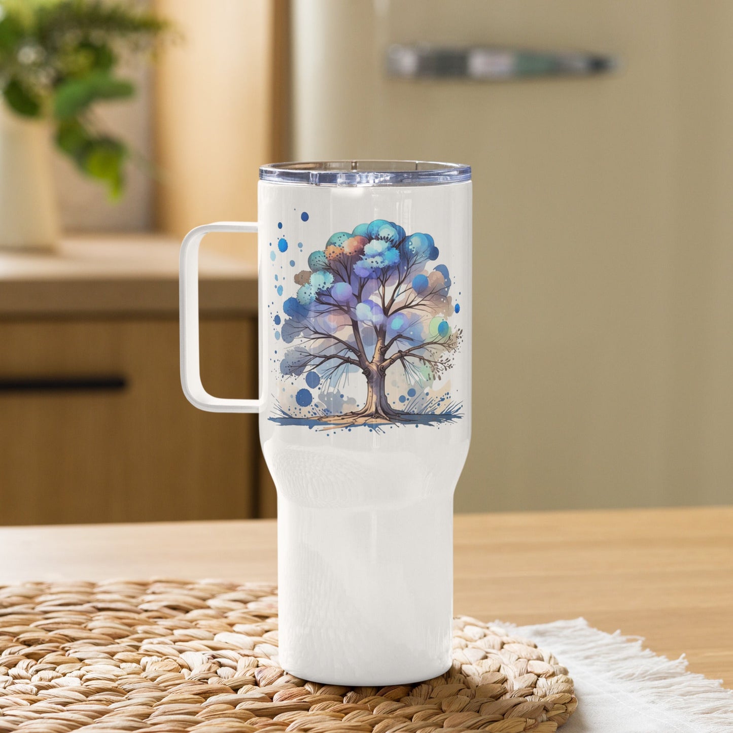 Tree Watercolor Art Travel Mug With Handle (25 oz and 40 oz) - Travel Mug - Discovery Co.