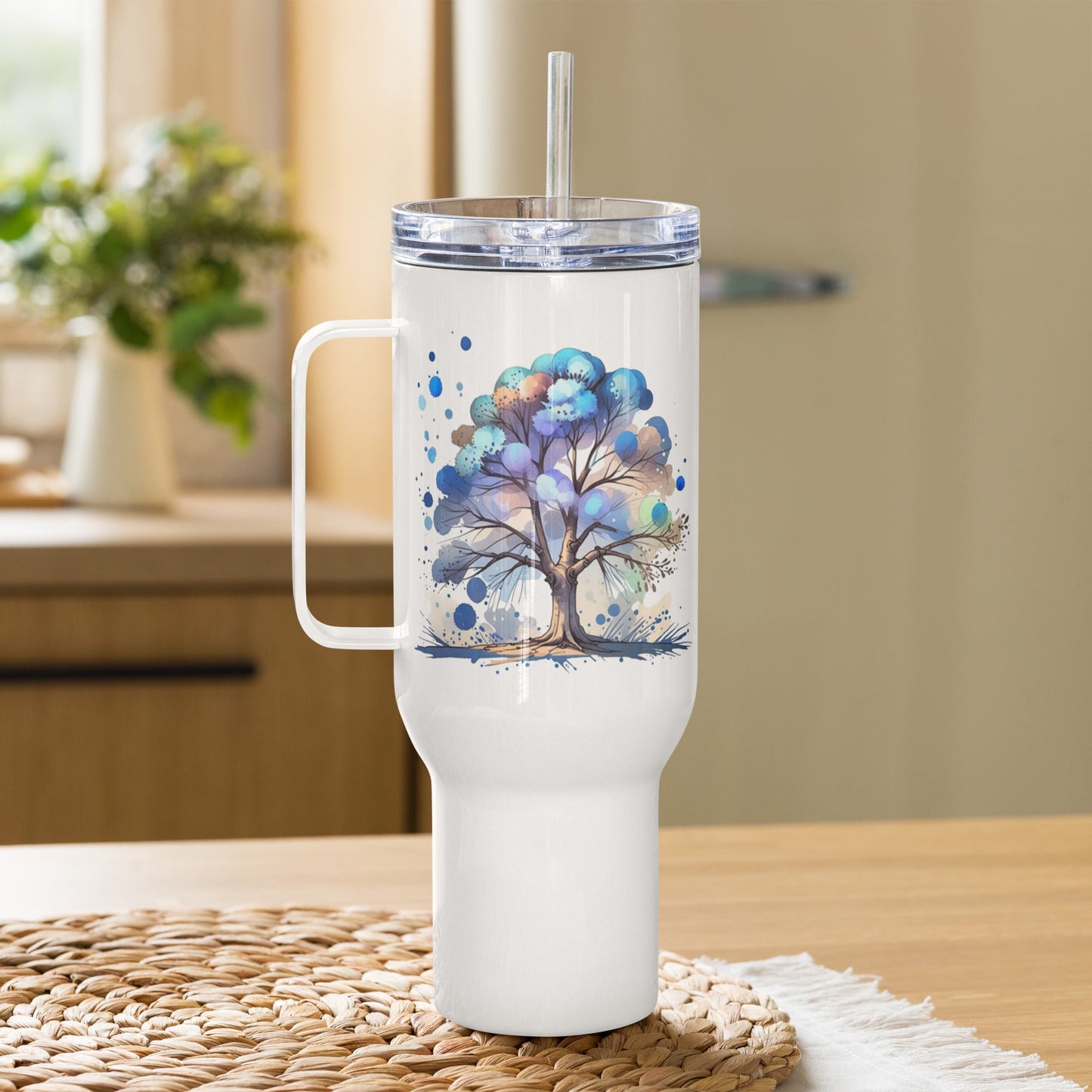 Tree Watercolor Art Travel Mug With Handle (25 oz and 40 oz) - Travel Mug - Discovery Co.
