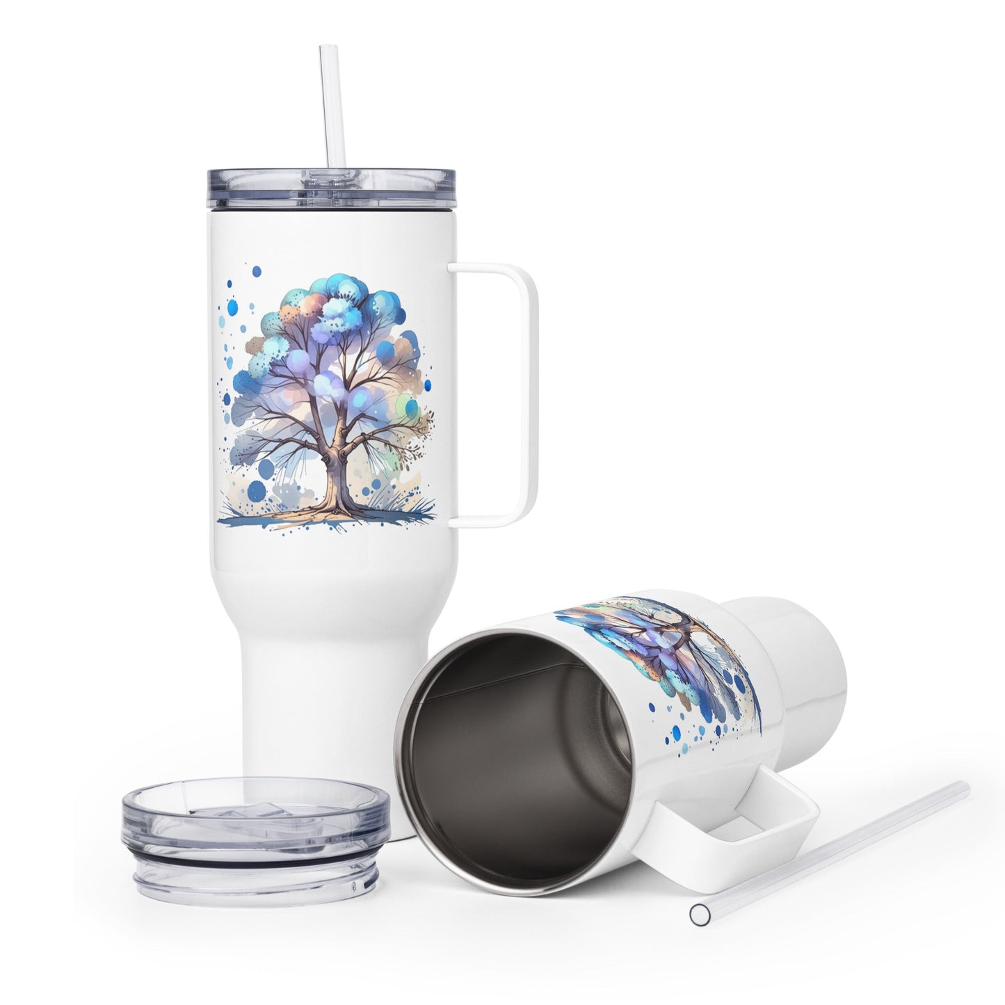 Tree Watercolor Art Travel Mug With Handle (25 oz and 40 oz) - Travel Mug - Discovery Co.