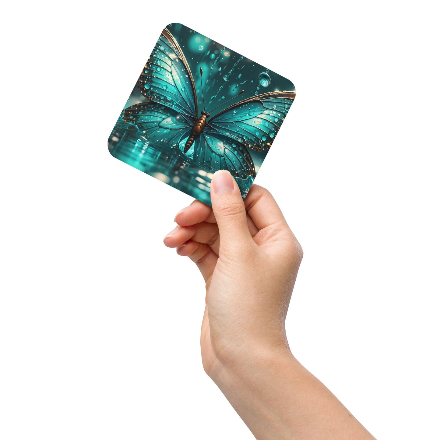 Turquoise Butterfly Cork - back Coaster - Coasters - Discovery Co.