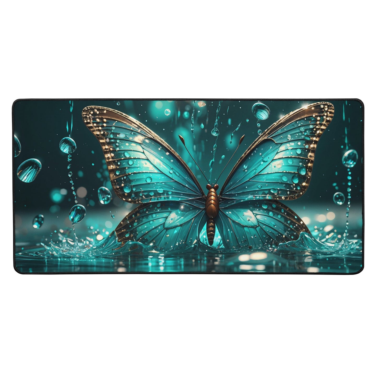 Turquoise Butterfly Desk Mat - Mouse Pads - Discovery Co.