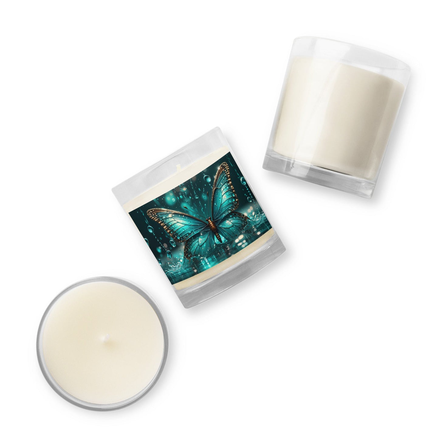 Turquoise Butterfly Glass Jar Soy Wax Candle - Candles - Discovery Co.