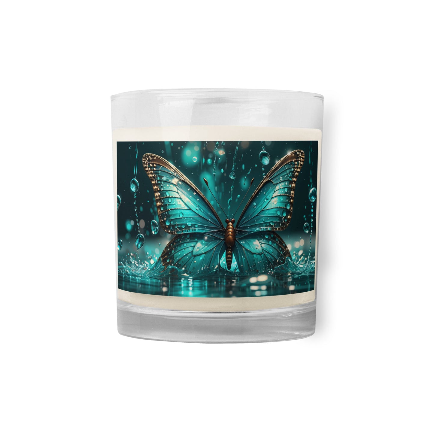 Turquoise Butterfly Glass Jar Soy Wax Candle - Candles - Discovery Co.