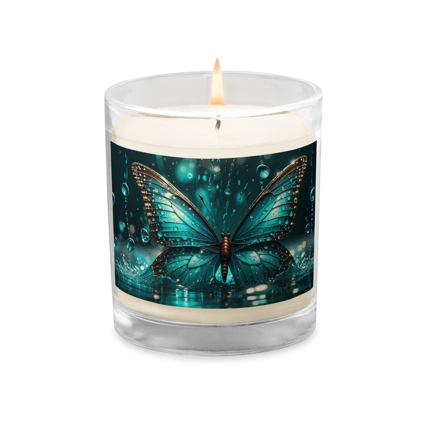 Turquoise Butterfly Glass Jar Soy Wax Candle - Candles - Discovery Co.