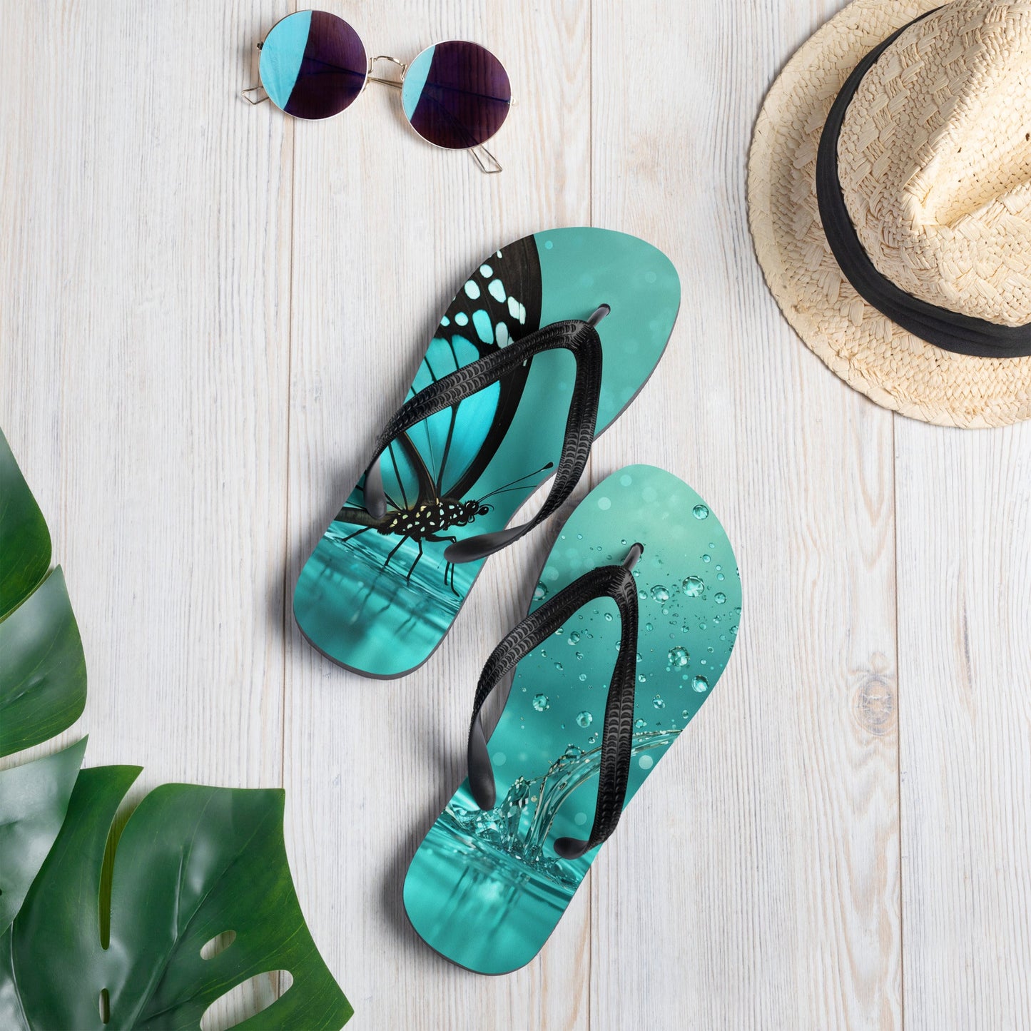 Turquoise Butterfly II Flip - Flops - Footwear - Discovery Co.