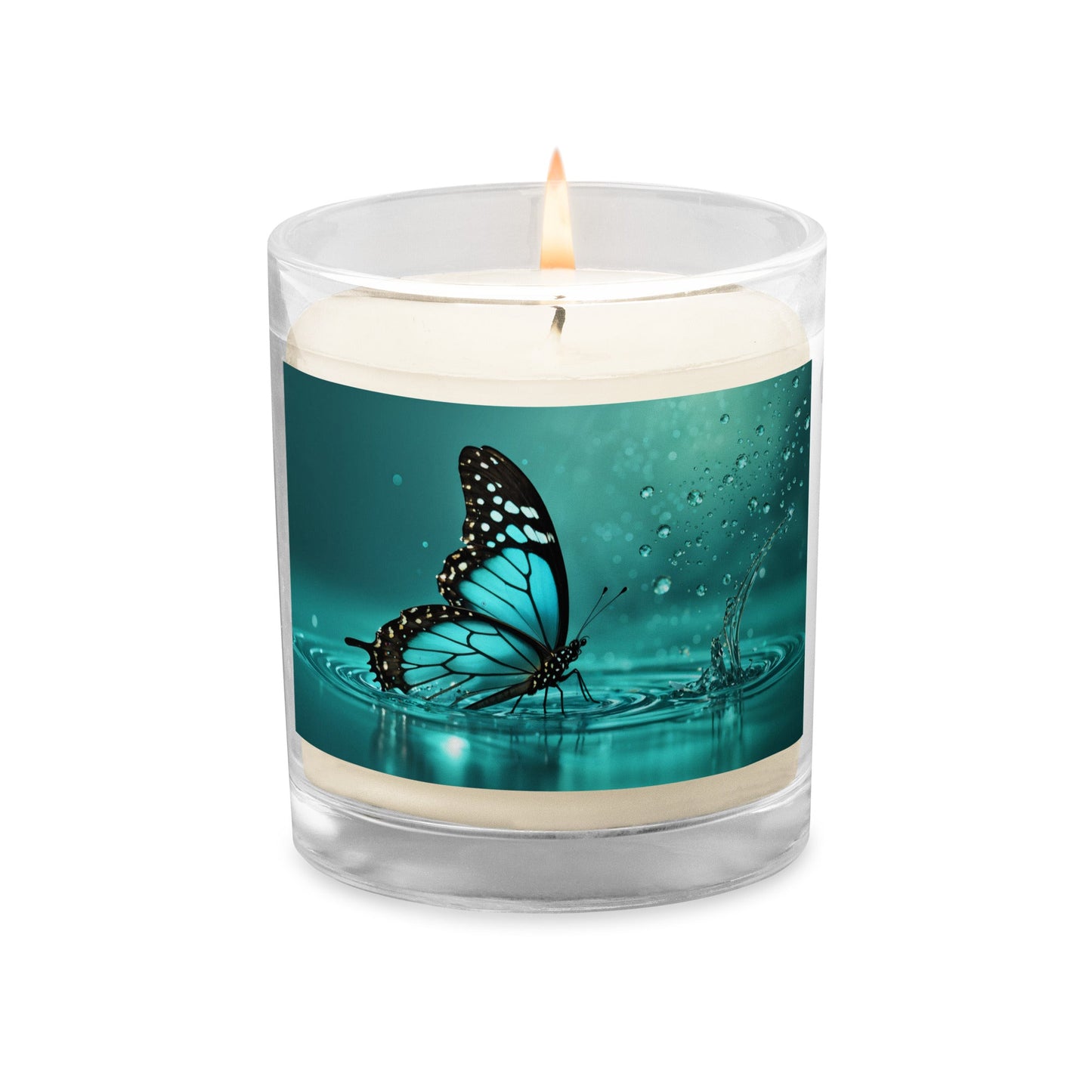 Turquoise Butterfly II Glass Jar Soy Wax Candle - Candles - Discovery Co.