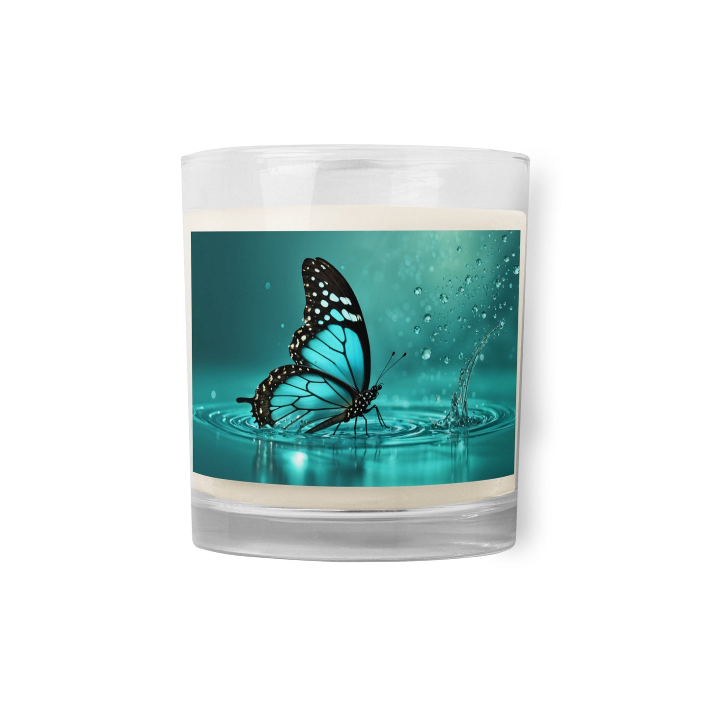Turquoise Butterfly II Glass Jar Soy Wax Candle - Candles - Discovery Co.