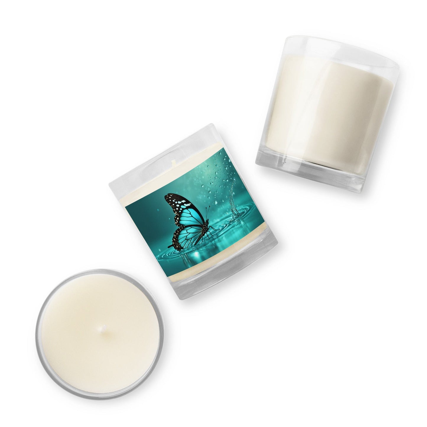 Turquoise Butterfly II Glass Jar Soy Wax Candle - Candles - Discovery Co.