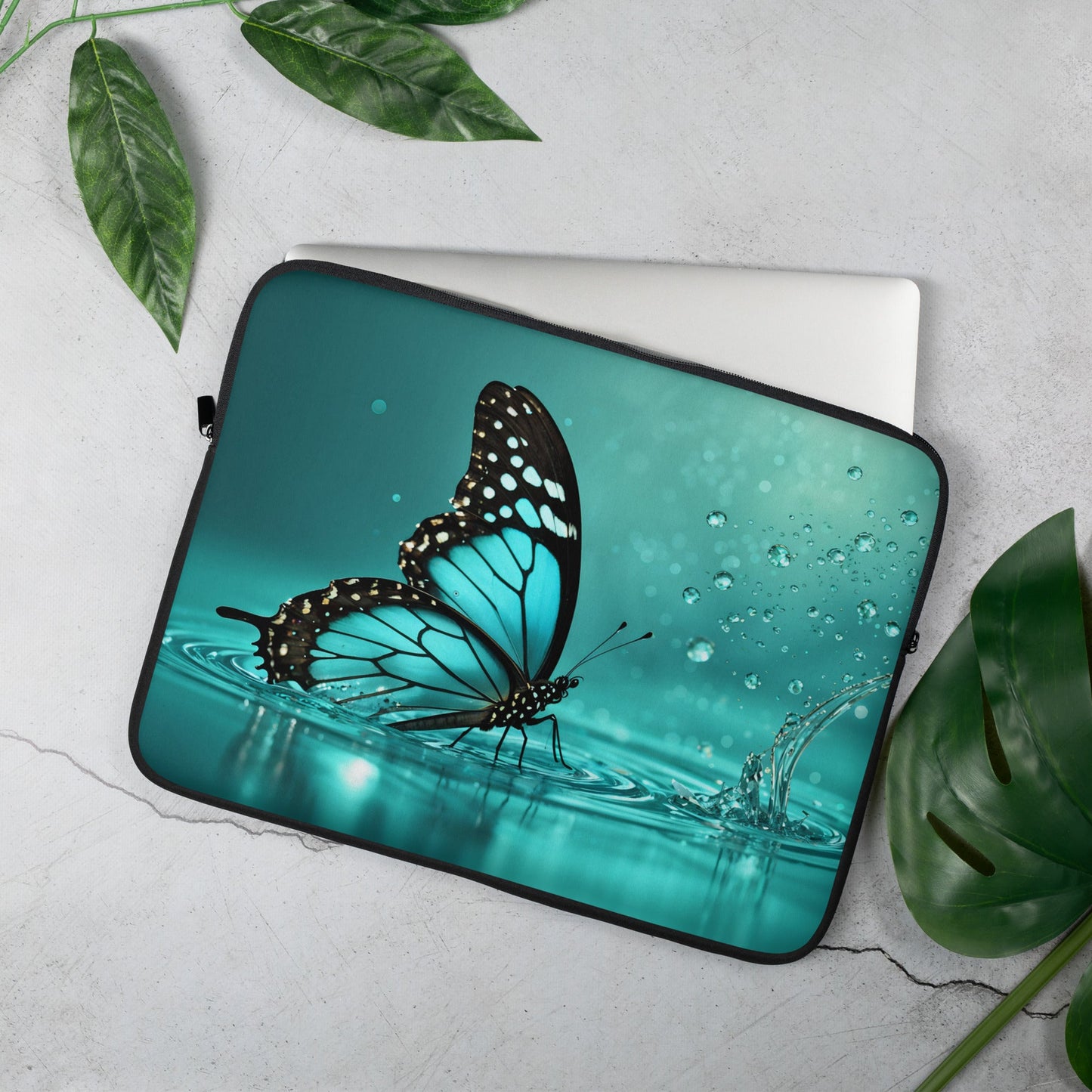 Turquoise Butterfly II Laptop Sleeve - Laptop Cases - Discovery Co.