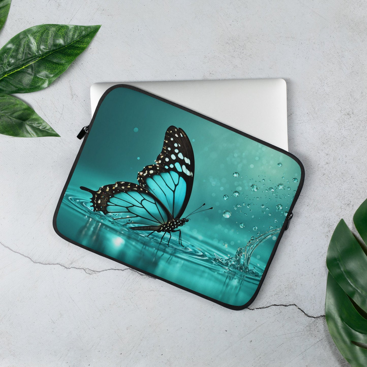 Turquoise Butterfly II Laptop Sleeve - Laptop Cases - Discovery Co.