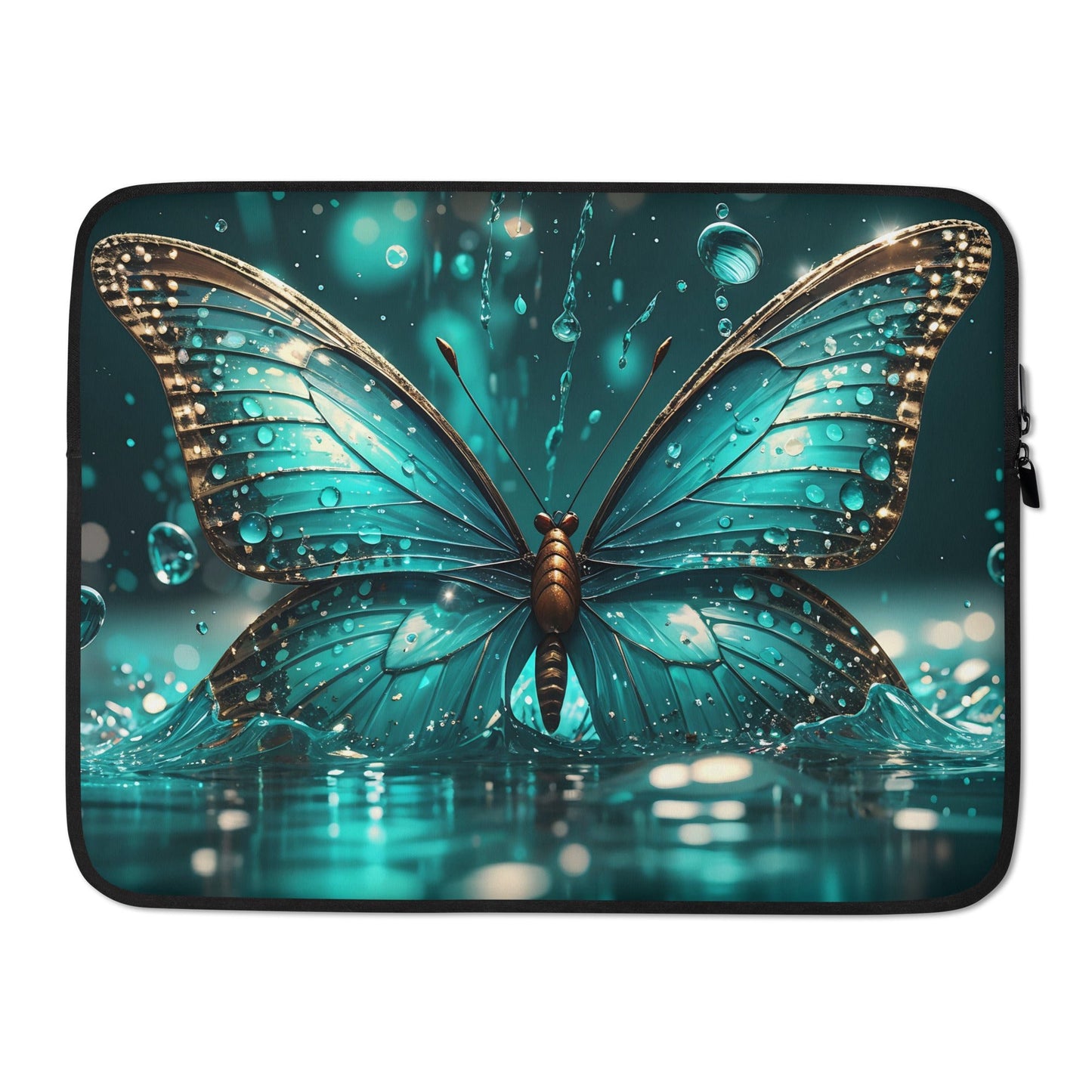 Turquoise Butterfly Laptop Sleeve - Laptop Cases - Discovery Co.