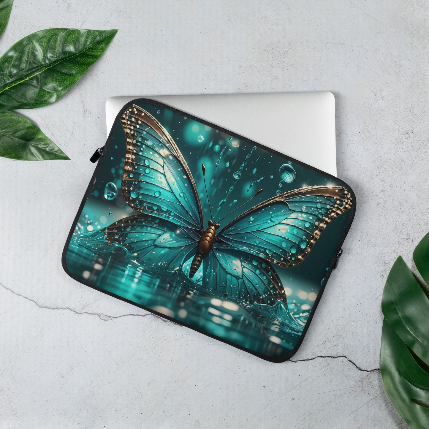 Turquoise Butterfly Laptop Sleeve - Laptop Cases - Discovery Co.