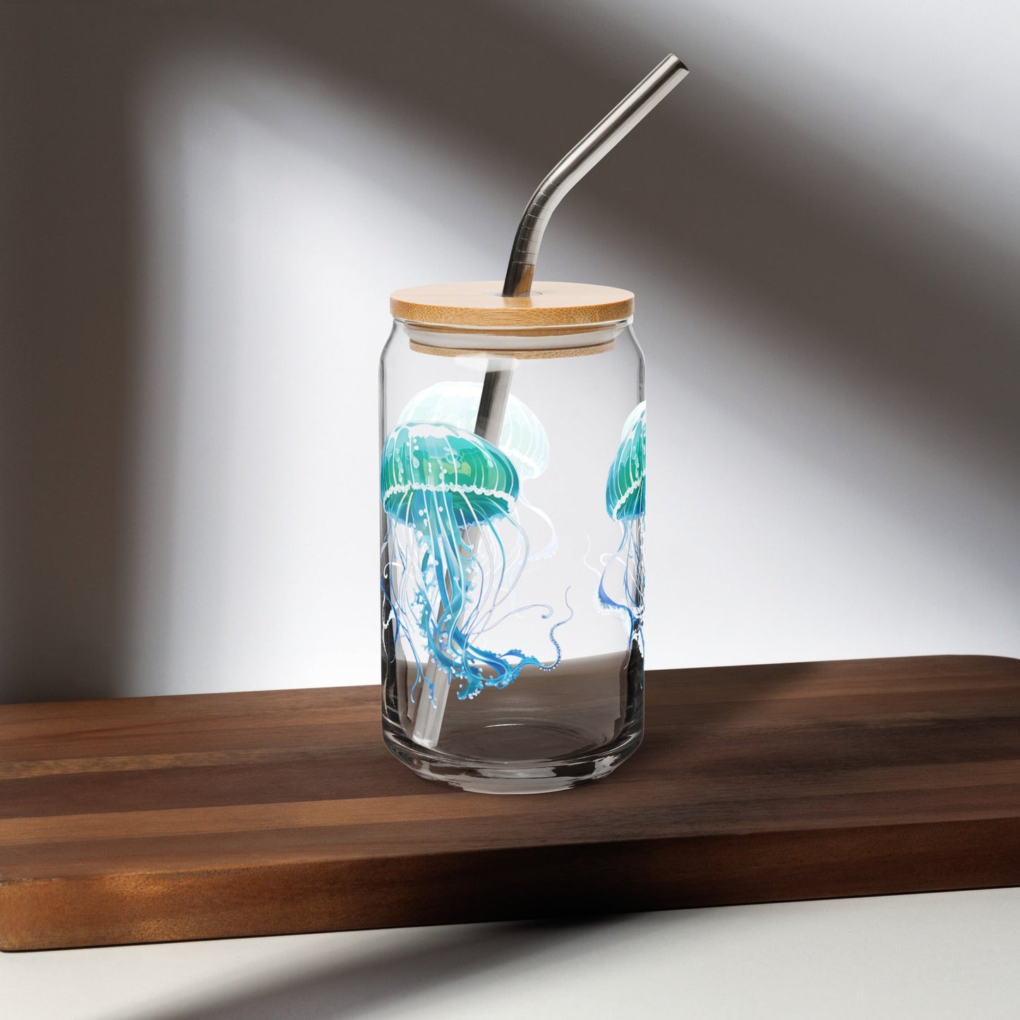 Turquoise Jellyfish Can - Shaped Glass - Can - Shaped Glass - Discovery Co.
