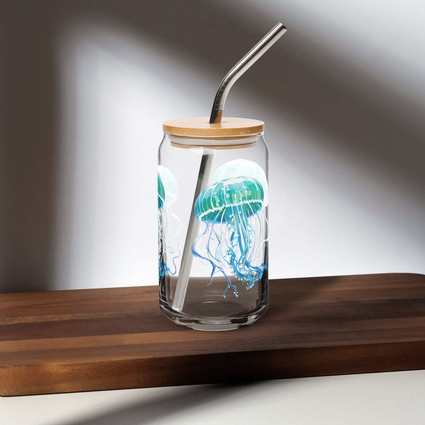 Turquoise Jellyfish Can - Shaped Glass - Can - Shaped Glass - Discovery Co.