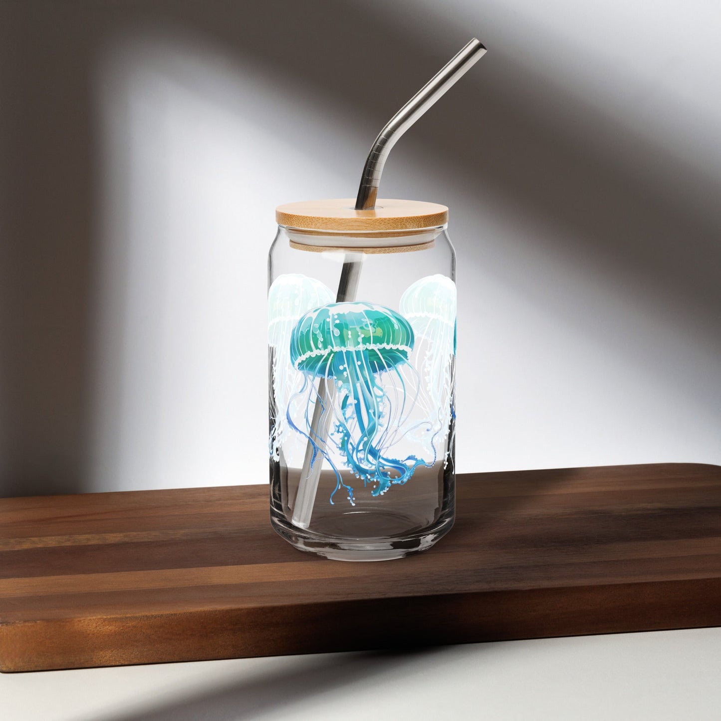 Turquoise Jellyfish Can - Shaped Glass - Can - Shaped Glass - Discovery Co.