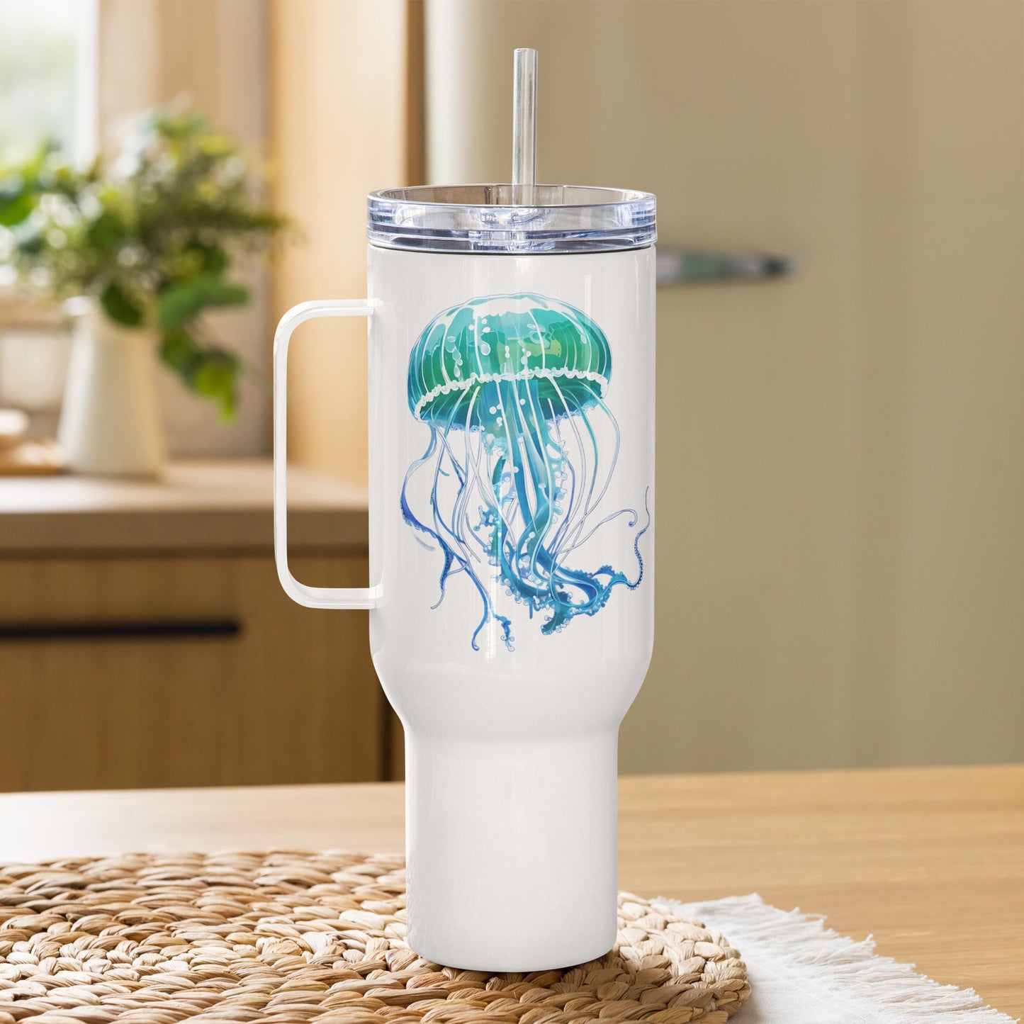 Turquoise Jellyfish Stainless Steel Travel Mug (25 oz) - Travel Mug - Discovery Co.