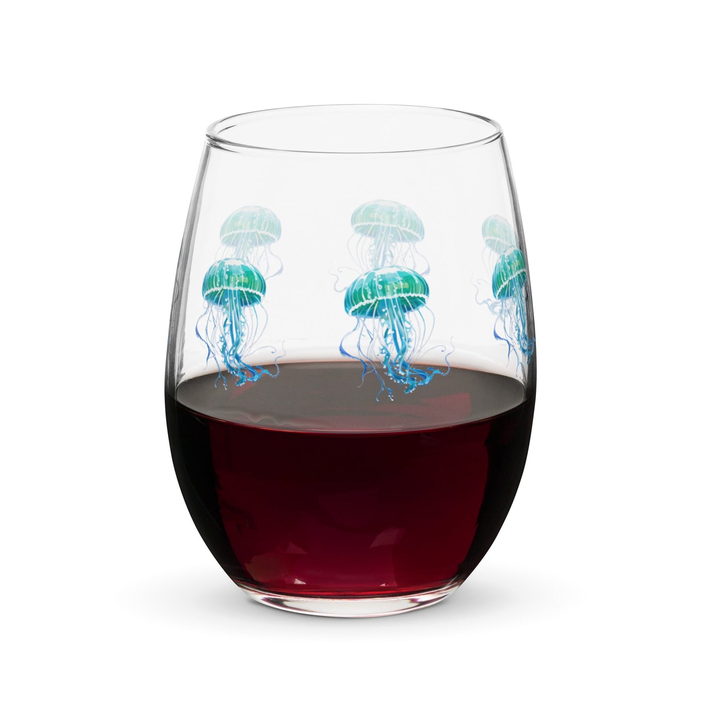 Turquoise Jellyfish Stemless Wine Glass - Stemless Wine Glass - Discovery Co.