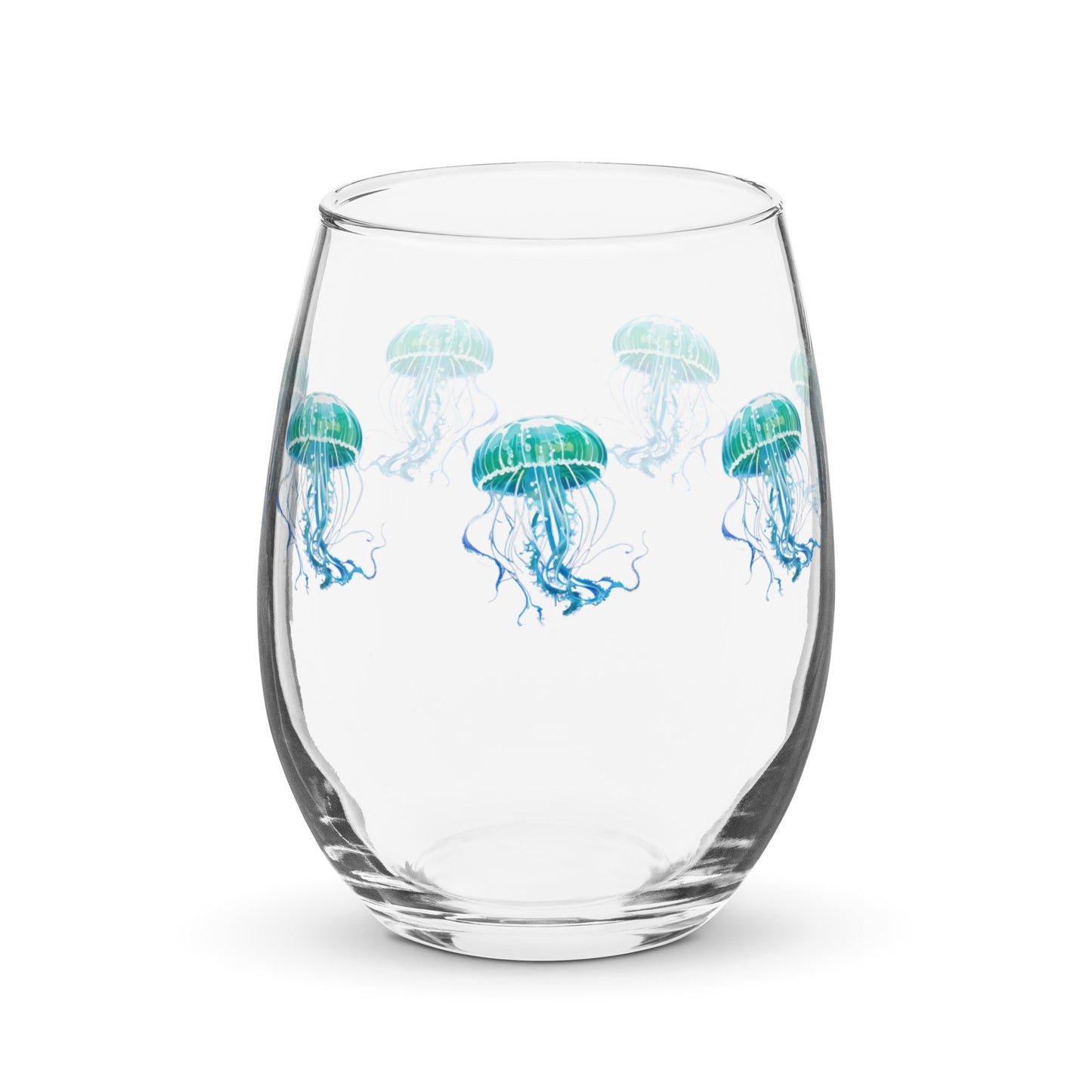 Turquoise Jellyfish Stemless Wine Glass - Stemless Wine Glass - Discovery Co.