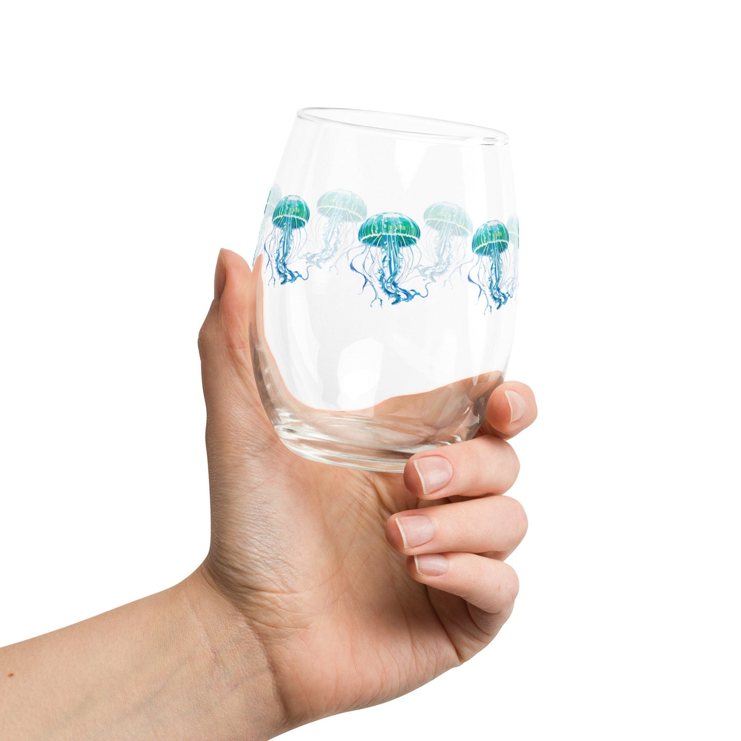 Turquoise Jellyfish Stemless Wine Glass - Stemless Wine Glass - Discovery Co.