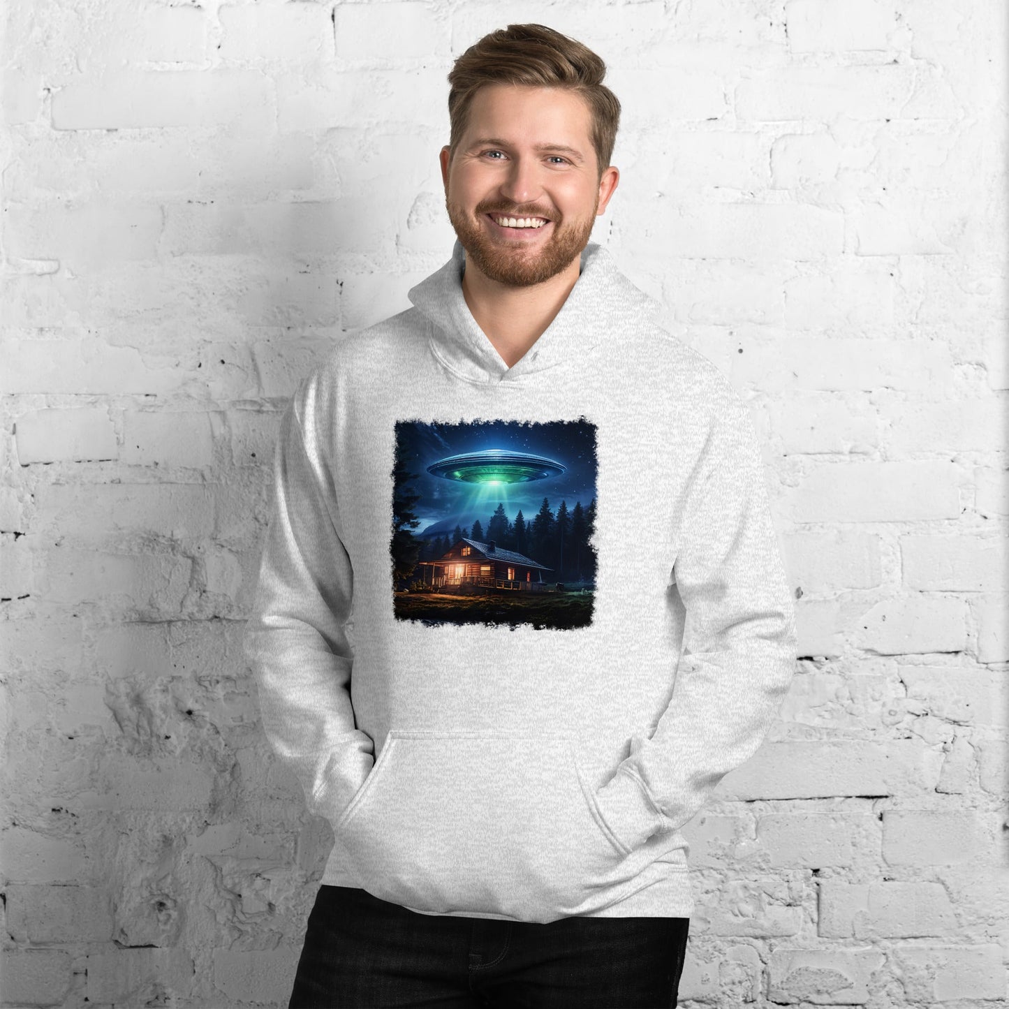 UFO Over Cabin Men's (Unisex) Hoodie - Hoodies - Discovery Co.