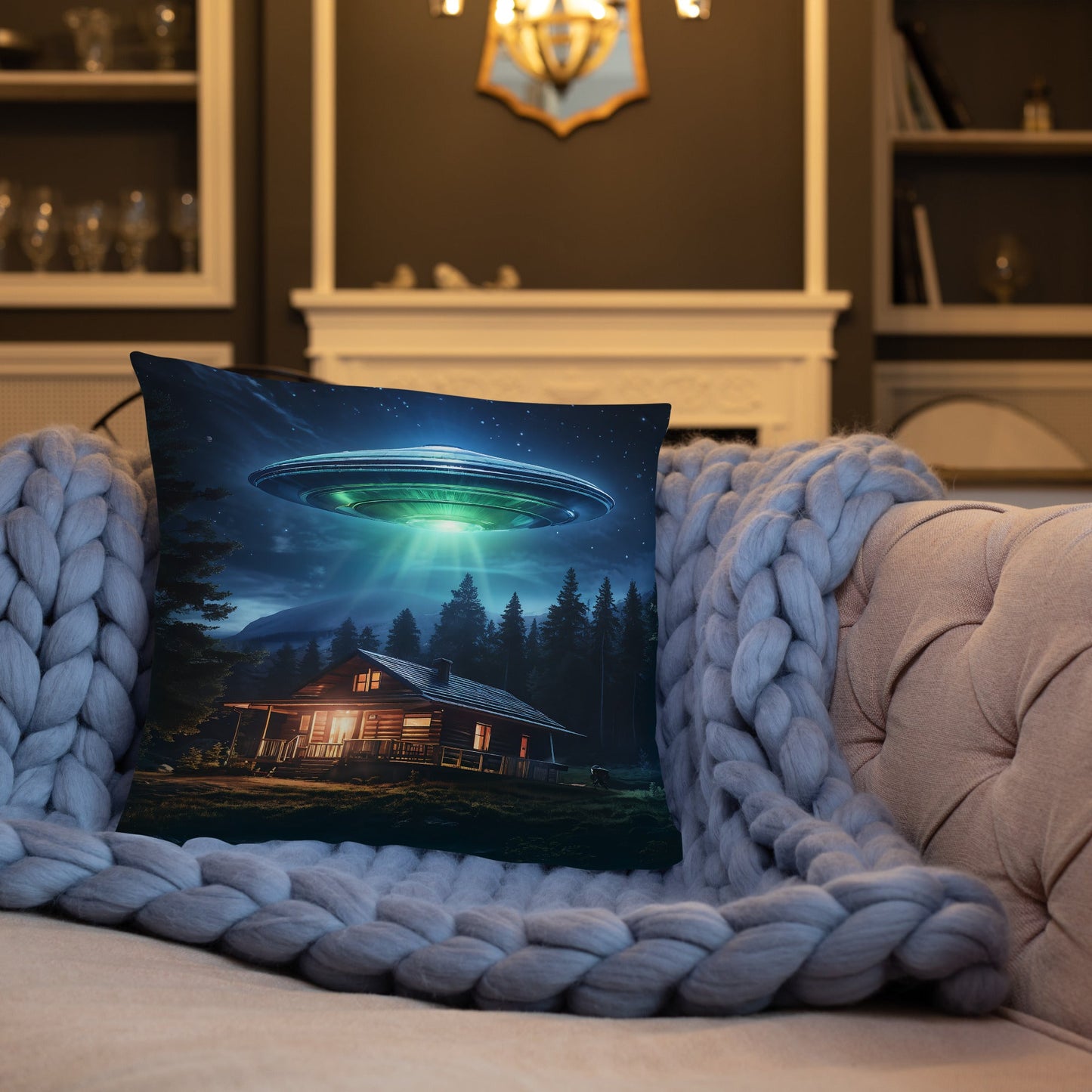 UFO Over House Basic Pillow - Pillows - Discovery Co.