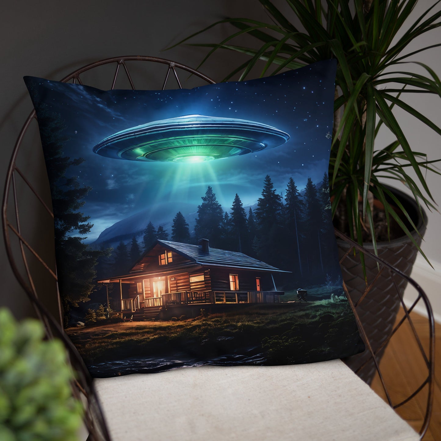 UFO Over House Basic Pillow - Pillows - Discovery Co.
