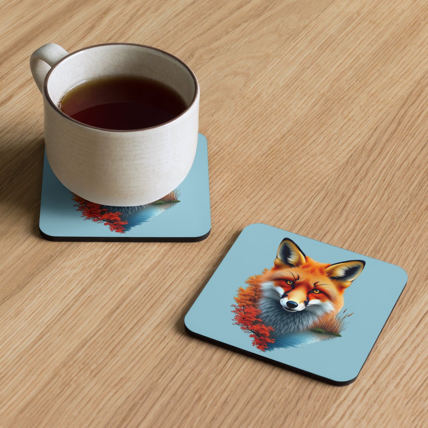 Vivid Fox Cork - Back Coaster - Coasters - Discovery Co.