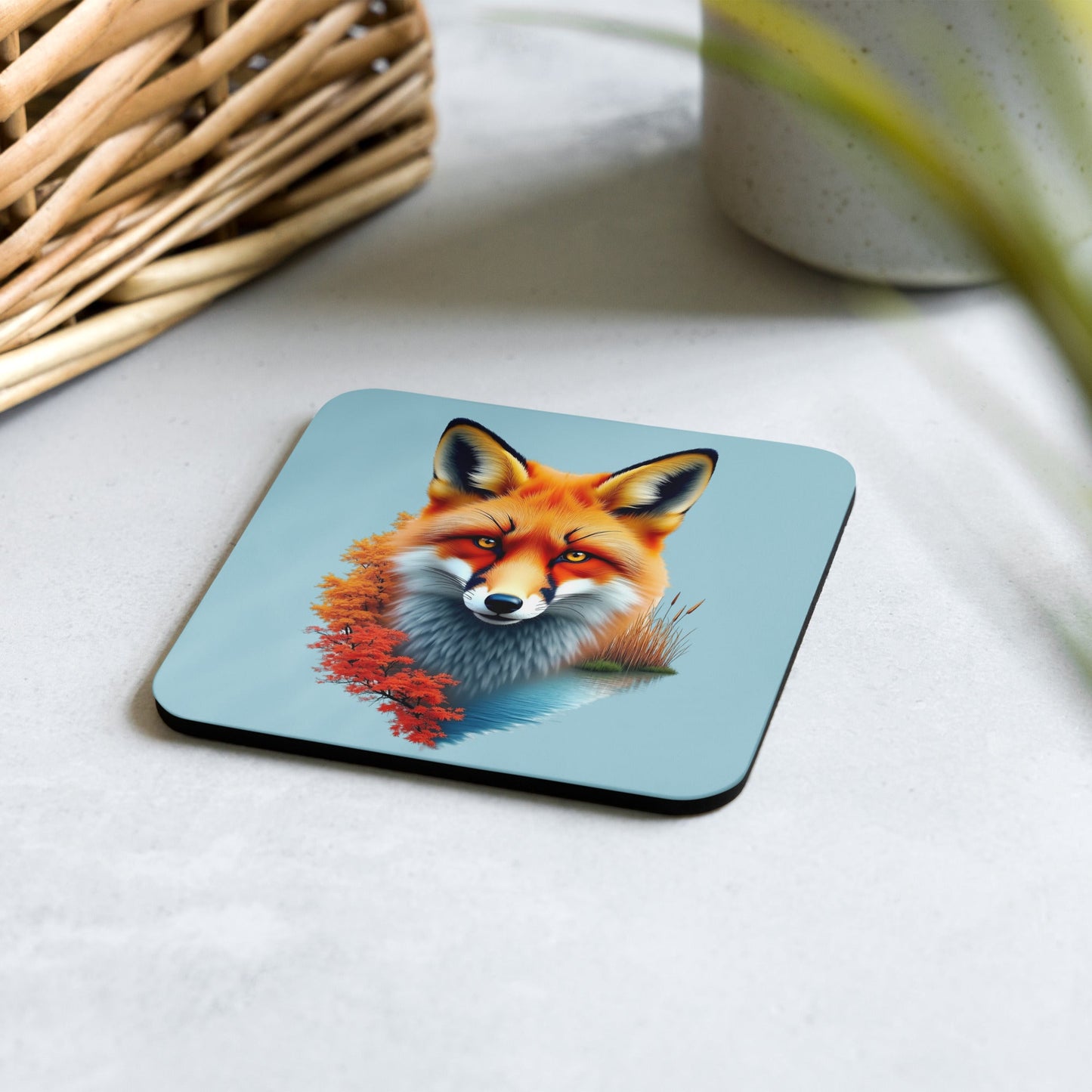 Vivid Fox Cork - Back Coaster - Coasters - Discovery Co.