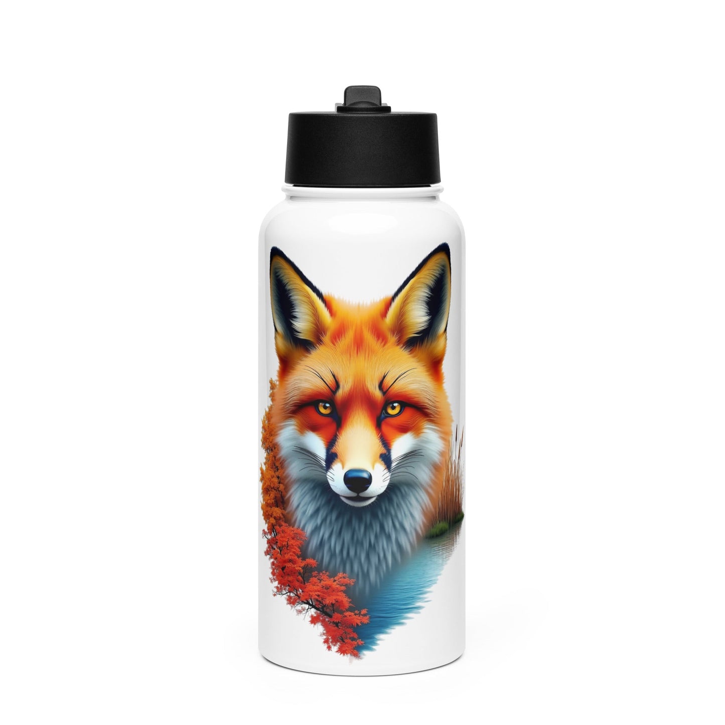 Vivid Fox Stainless Steel Water Bottle With Straw Lid - Stainless Steel Water Bottle With Straw Lid - Discovery Co.
