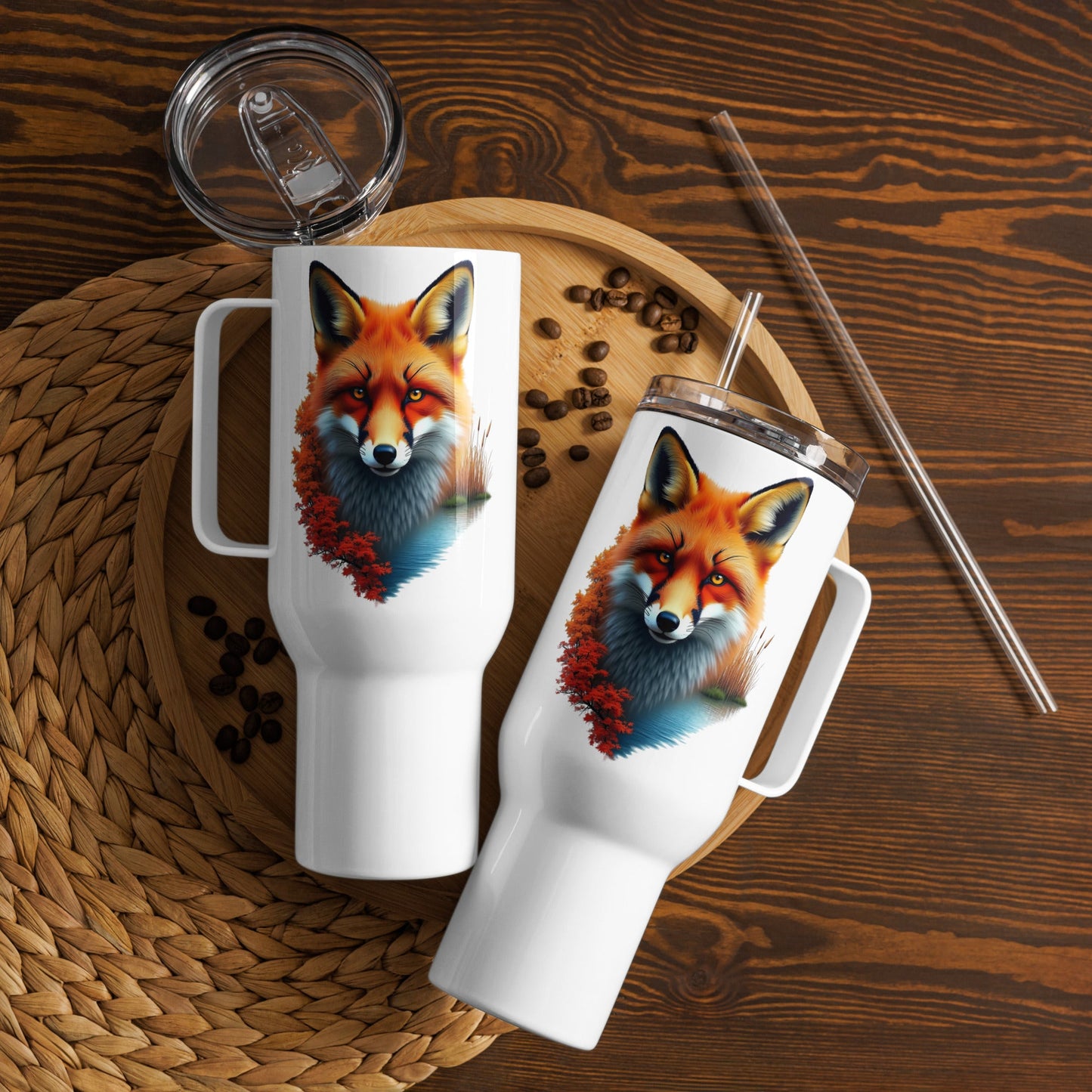 Vivid Fox Travel Mug With Handle (25 oz and 40 oz) - Travel Mug - Discovery Co.