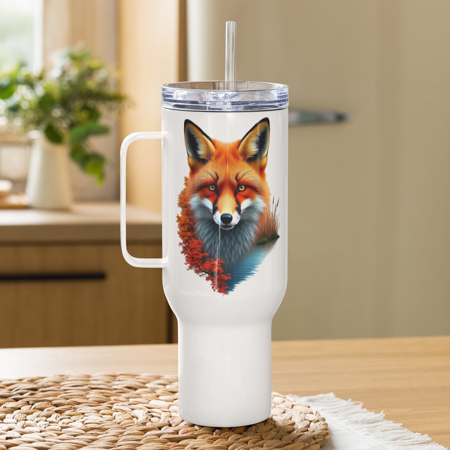 Vivid Fox Travel Mug With Handle (25 oz and 40 oz) - Travel Mug - Discovery Co.
