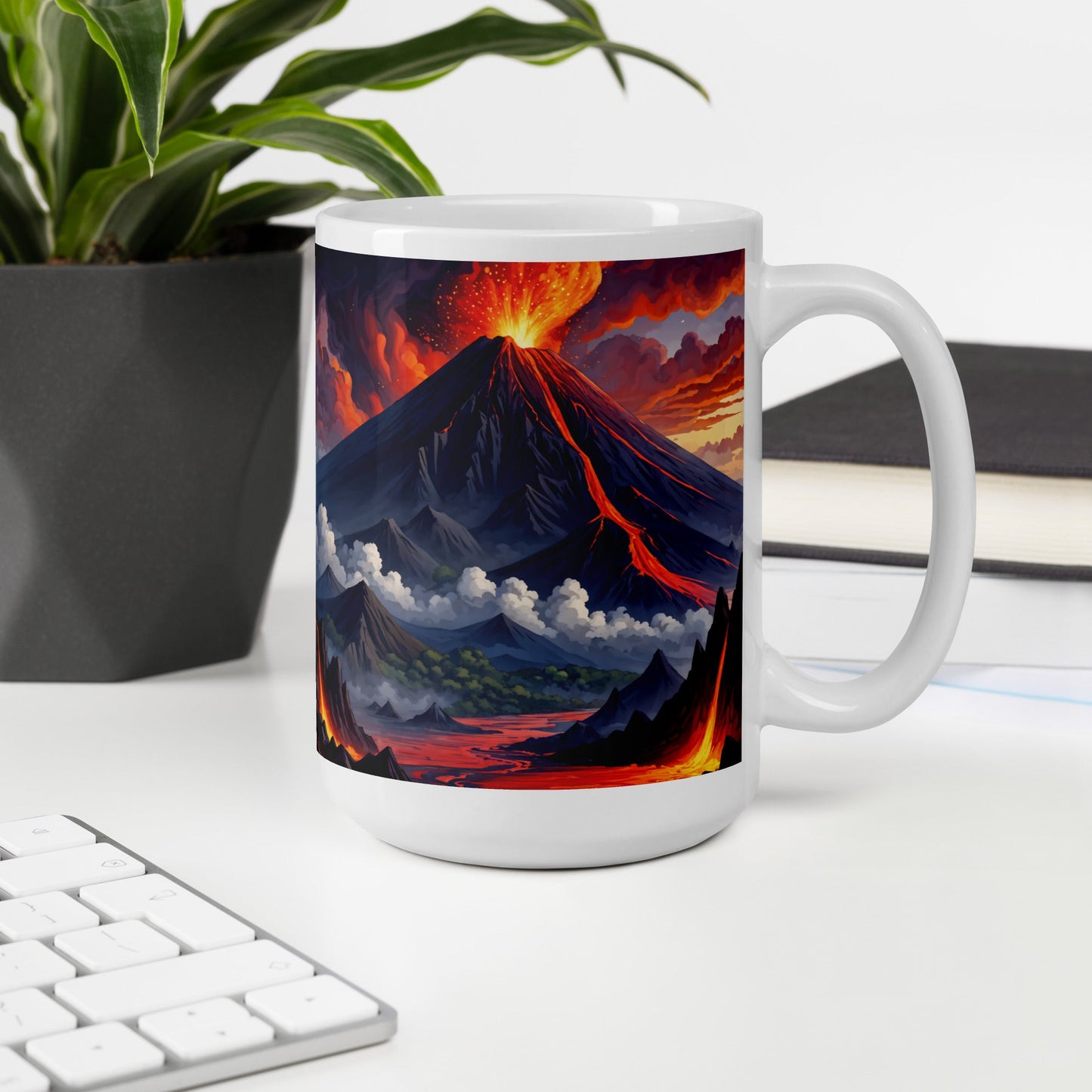 Volcano II White Glossy Mug (11 oz, 15 oz, 20 oz) - Mugs - Discovery Co.